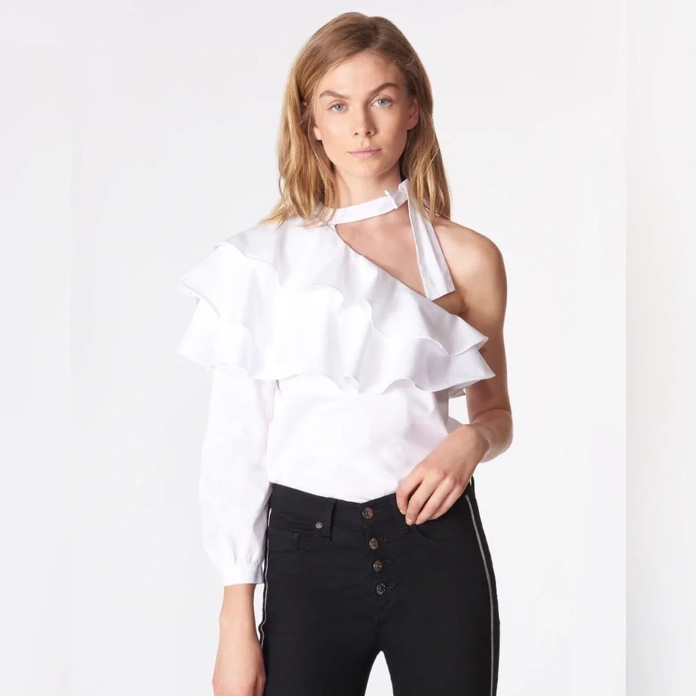 SOLD NWT Veronica Beard Gigi Ruffle Top in White Size 6